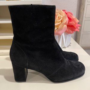 Chanel Suede Ankle Boots in Black